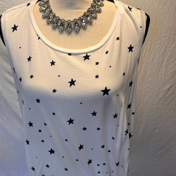 Have one to sell? Sell now Chaps Woman's White Tank Top With Blue Stars Size 1X - Picture 2 of 7